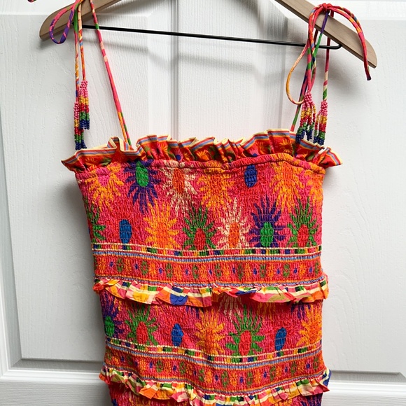 Farm Rio Coral Summer Sun Mini Dress - Picture 5 of 7